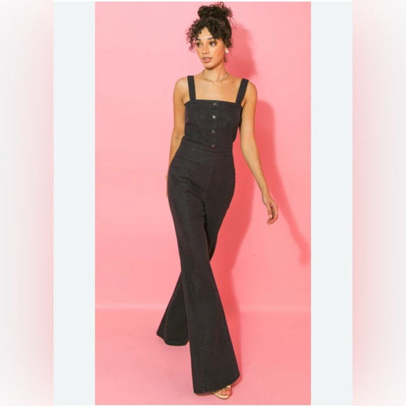 Denim by Jealous Tomato Black Y2K Flare Leg Jumpsuit - Picture 14 of 14